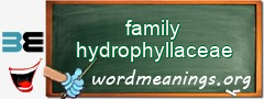 WordMeaning blackboard for family hydrophyllaceae